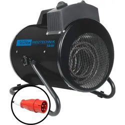 Güde Elektroheizer Heitgerät 5 kW / 400 V Starkstrom mit Thermostat & Überhitzungsschutz, Heizlüfter, Schwarz
