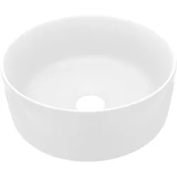 Helloshop26 - Luxuriöses rundes Waschbecken 40 cm Durchmesser 40 x 15 cm mattweiße Keramik 02_0002751