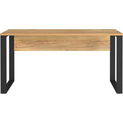 Schreibtisch GERMANIA "Adrano", schwarz (navarra, eiche, nachbildung, schwarz, schwarz, navarra, eiche, nachbildung), B:150cm H:74cm T:60cm, Tische, Schreibtisch, mit vorderer Blende, Breite 150 cm, Made in Germany