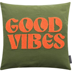 Magma-Heimtex Kissenbezug Jolly 20932001, grün, aus Baumwolle, mit good vibes Schriftzug, 45x45 cm