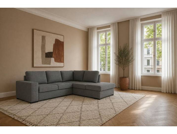 foamnova Ecksofa Salo, B 248 cm, mit Ottomane, für 5 Personen, Rückenteil statt zweiter Armlehne zum bequemen Anlehnen
