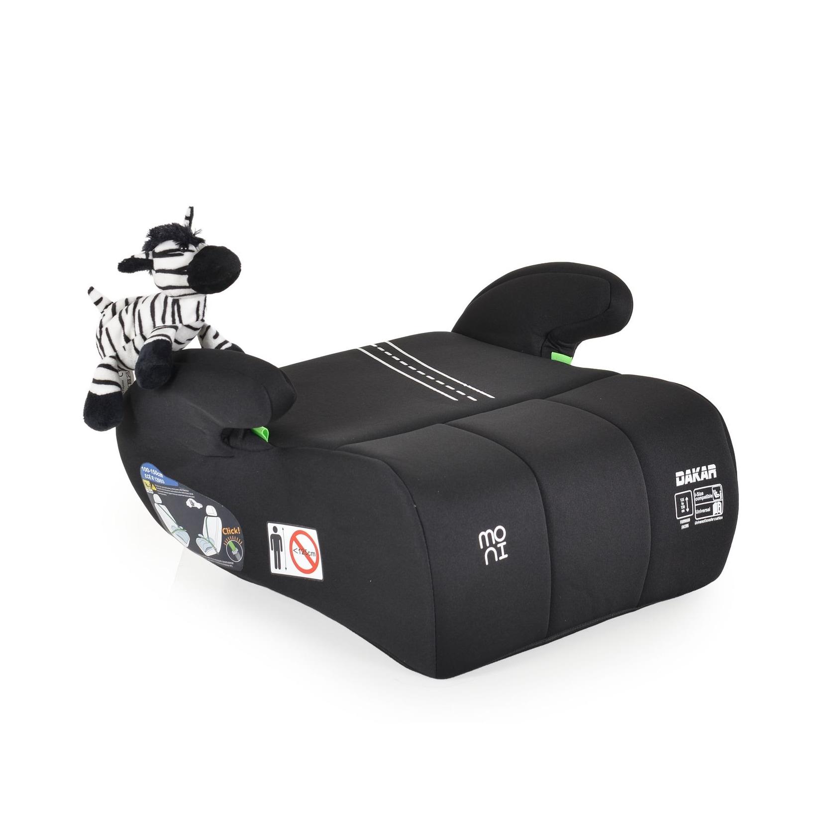 Moni Kindersitz Sitzerhöhung Dakar i-Size (125-150cm) Gruppe 3, Kuscheltier schwarz