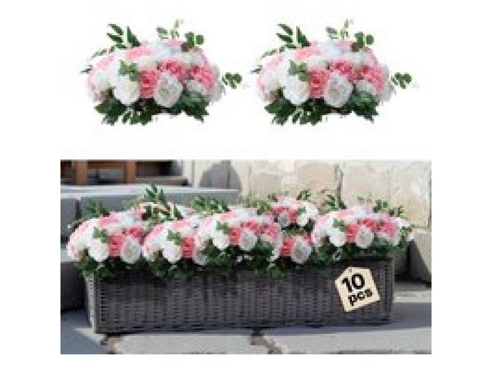 VEVOR Kunstblumen, 10 Stück, 45,7 cm Durchmesser, Seidenrosen, künstliche Blumenkugeln, Tischdekoration für Hochzeiten, Rosenarrangements für Hochzeitsmittelstücke, Heimdekorationen, rosa & weiß