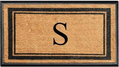 "A1 Home Collections Markham Border Natural Flocked Rubber Large Doormat 30""x48"""