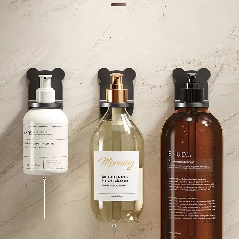 INF Bohrerfreier Duschkorb mit Kleber, verstellbarer Shampoo- und Seifenhalter, 2er-Pack Schwarz