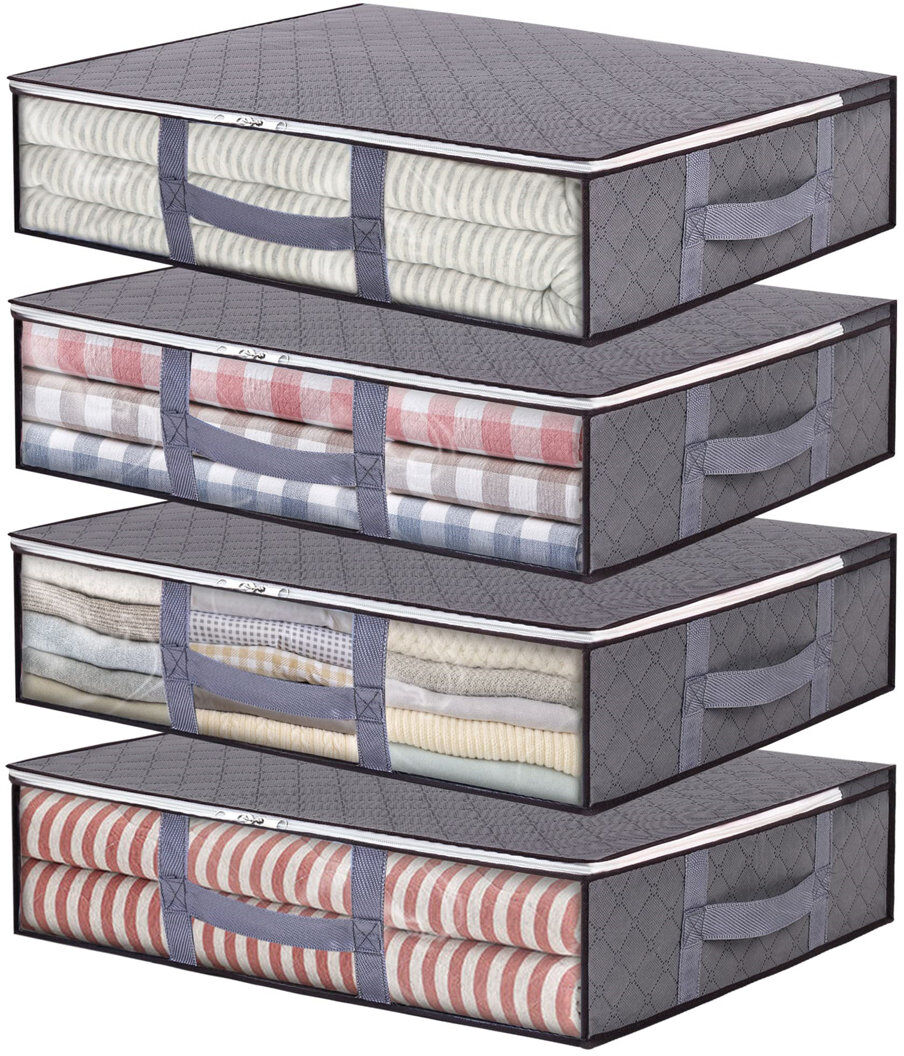 Brayden Studio Fabric Decorative Bin Grey