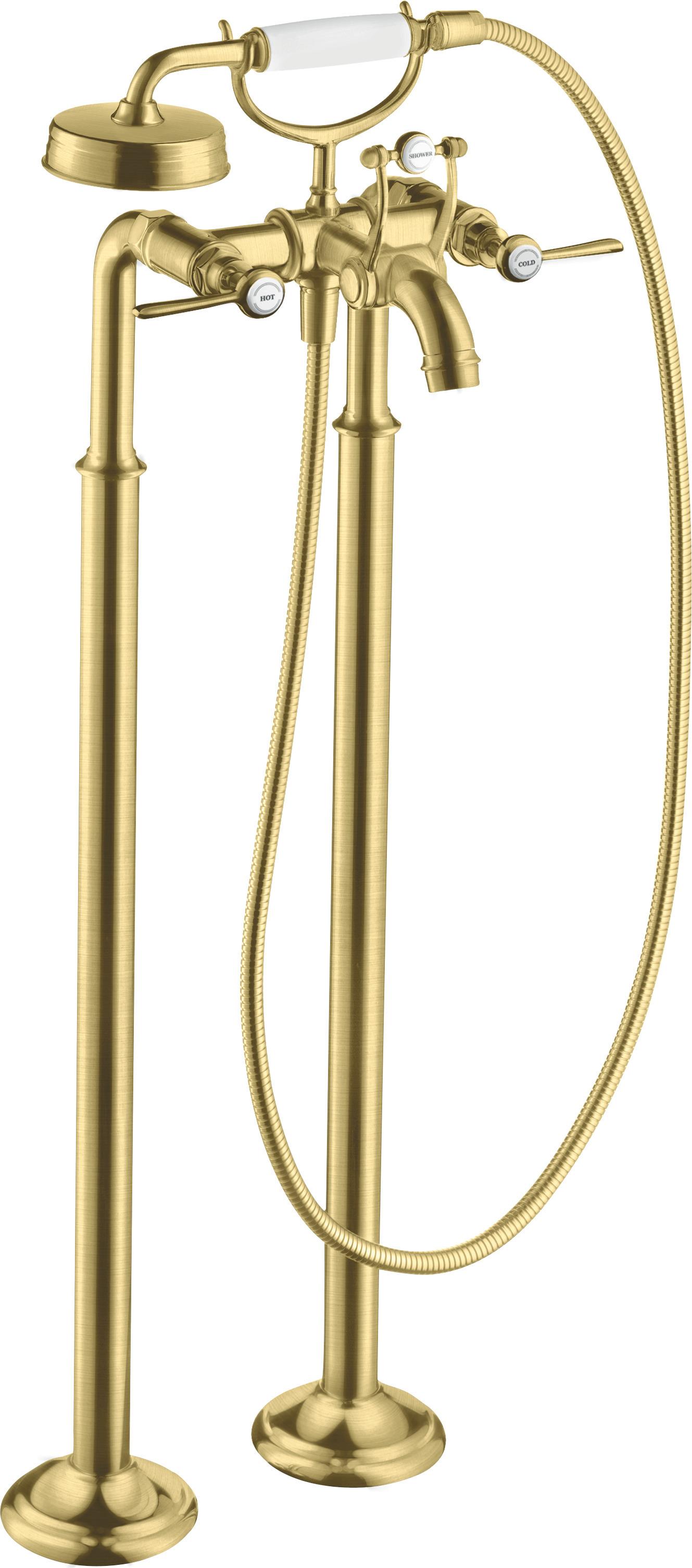 2-Griff-Wannenarmatur AXOR MONTREUX DN 15 bodenst m Hebelgr. brushed brass brushed brass