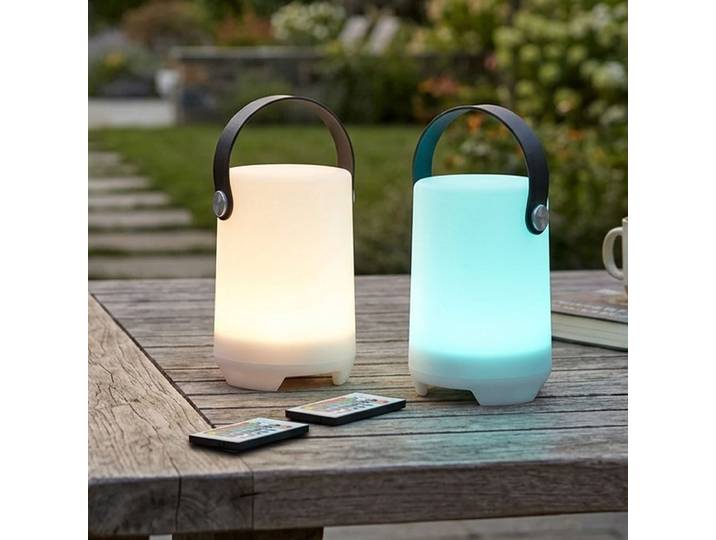 2er-Set Akku Tischlampe mit 4 Lichtmodi in weiss & 16 RGB-Farben, IP44