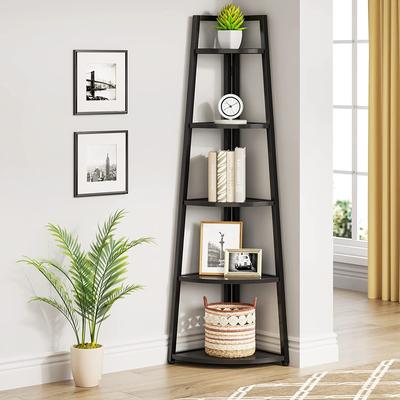 Tribesigns 70 inch Tall Corner Shelf, 5 Tier Bookshelf Bookcase, Modern Corner Ladder Shelf Plant Stand for Living Room