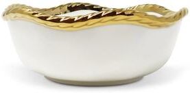 Vivience Set of 4 New Bone China Soup Bowls with Gold Rope Edge
