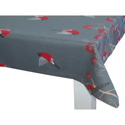 TISCHDECKE Beeren Vögel Baumwolle stone 110/110 cm