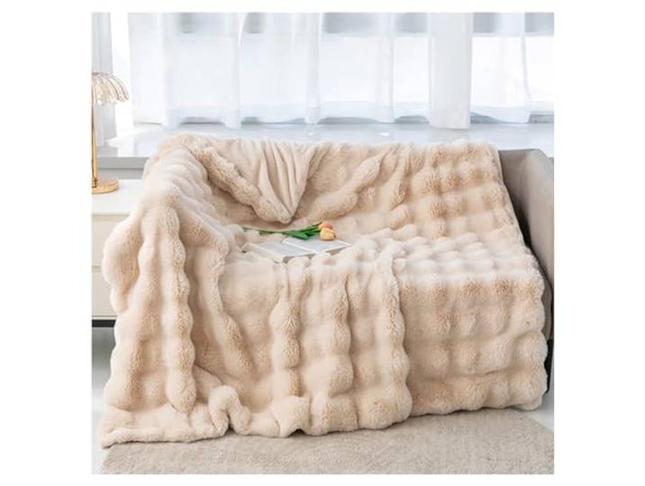 Ergocar Kuscheldecke, Weiche Künstliches Kaninchenfell Decke, Flauschig Sofadecke Doppelgesicht Dicke Decke für Couch, Stuhl und Bett, Dekorative für alle Jahreszeiten