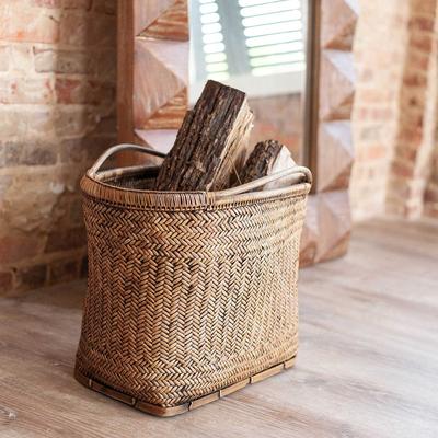 Natural Handwoven Abaca Basket With Handles by East at Main