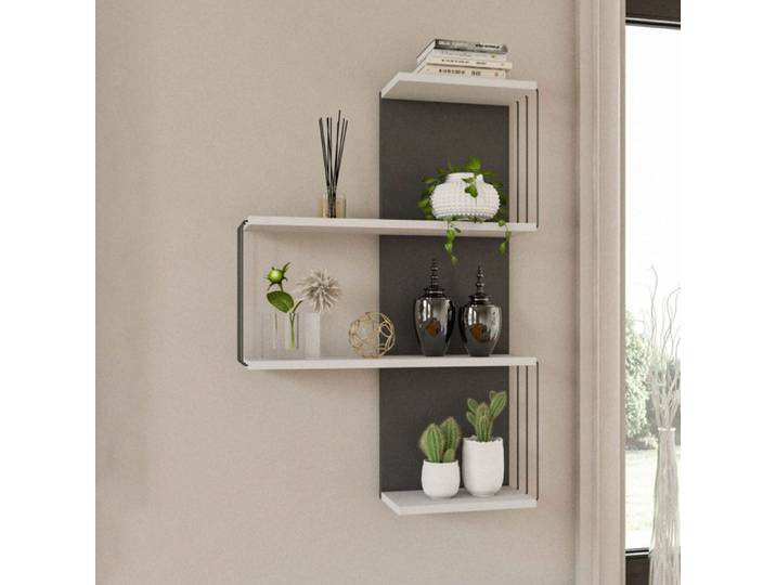 Étagère murale 3 niveaux 64x19x96 cm blanc et anthracite