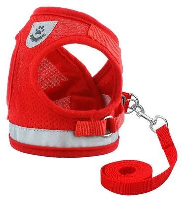 Uplift Picks Reflective Mesh Cat And Small Dog Harness Leash Set red s