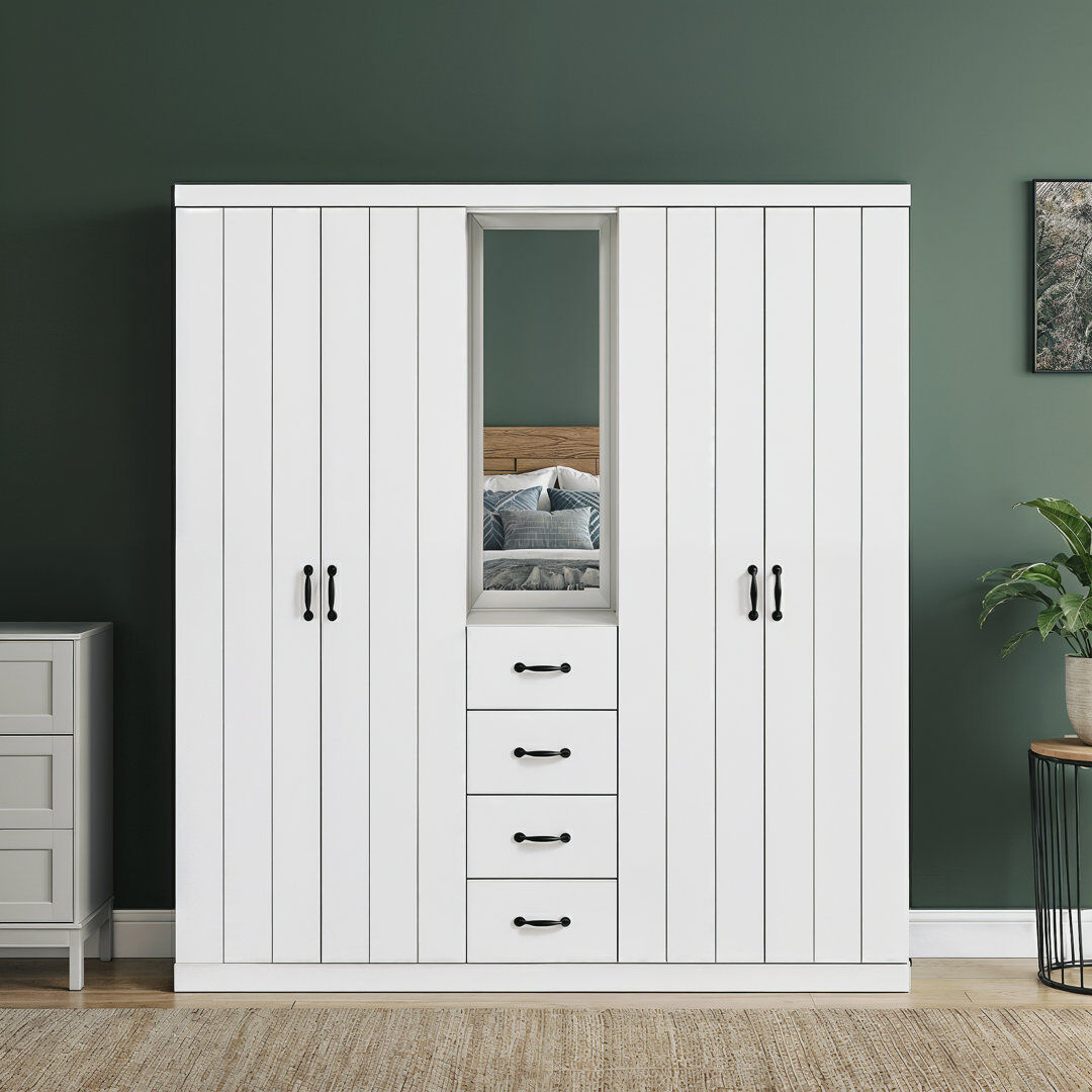 17 Stories Allington 4 Door 4 Drawer Combi Fitment Wardrobe White 180cm H X 174.5cm W X 52.7cm D