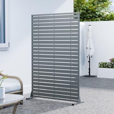 Lirago Metal Privacy Screen Freestanding Outdoor Divider Rust-Proof Galvanized Steel Decorative Fence Panel