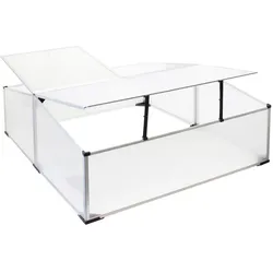 Wiltec, Gewächshaus, Doppel Frühbeet Alu 100x120x40cm Gewächshaus Gemüsebeet arretierbar