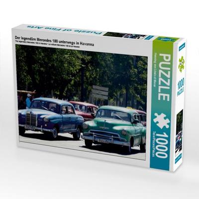 CALVENDO Puzzle Der legendäre Mercedes 180 unterwegs in Havanna | 1000 Teile Lege-Größe 64x48cm Foto-Puzzle für glückliche Stunden
