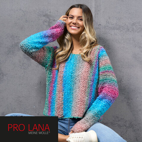Häkelanleitung – Quergehäkelter Pulli aus Pro Lana Piuma Cotton