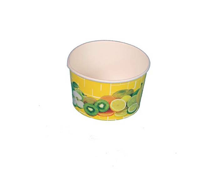 Pro DP 1200 Eisbecher Eiskrem Frozen Yoghurt to go Becher 260ml Papier/Pappe Gelb Früchte Motiv Ø92mm 55mm hoch Made in Germany