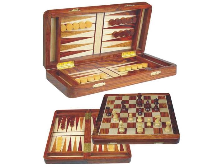 HOT-Games Schaak/Backgammon - Magnetisch - Acacia 30cm
