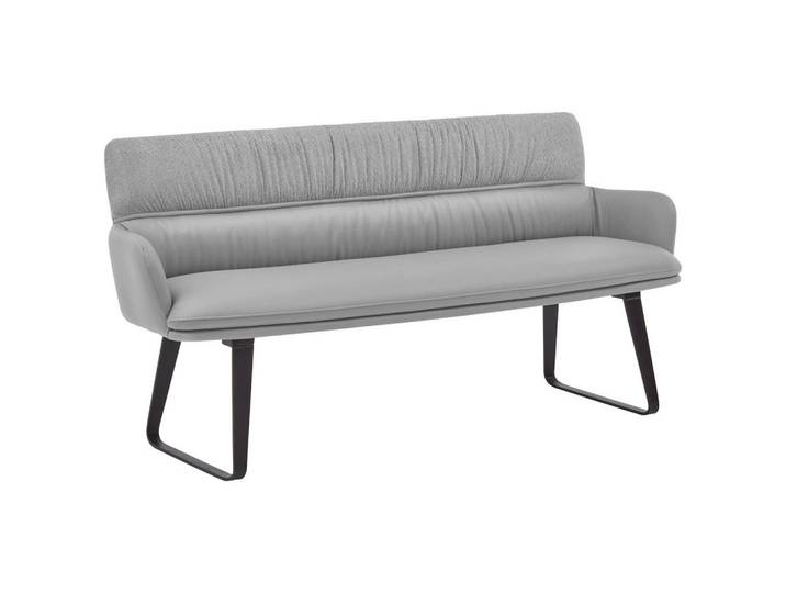 Valdera Sitzbank, Hellgrau, Metall, Textil, 220x86x68 cm, Typenauswahl, mit Rückenlehne, Esszimmer, Bank, Sitzbänke, Sitzbänke mit Lehne