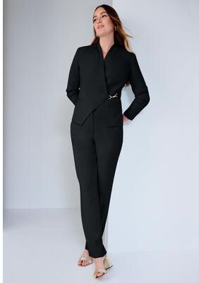 Plus Size Women's Wrap Jacket Pantsuit by Jessica London in Black (Size 32 W)