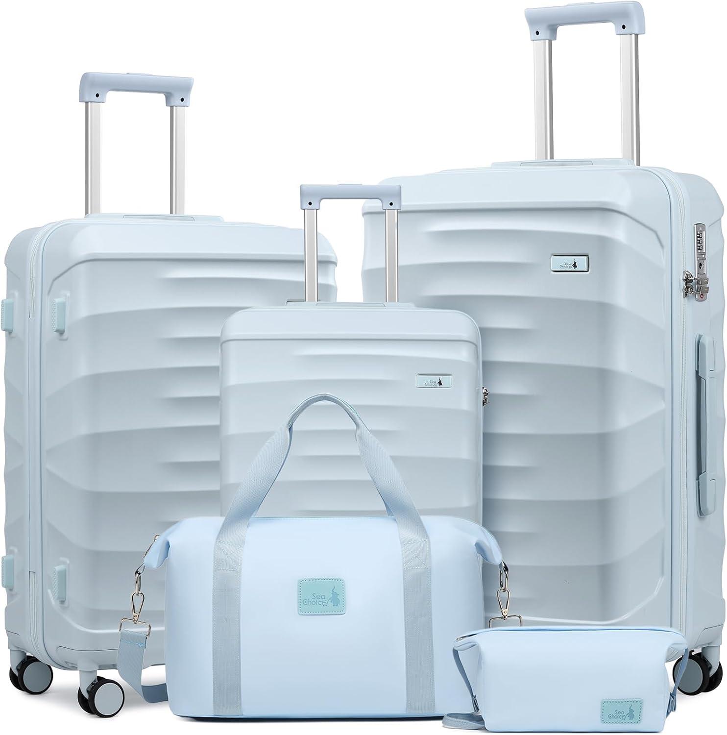 Koffer-Set mit fünf Teilen in den Größen 20, 24 und 28 Zoll, aus leichtem ABS-Kunststoff