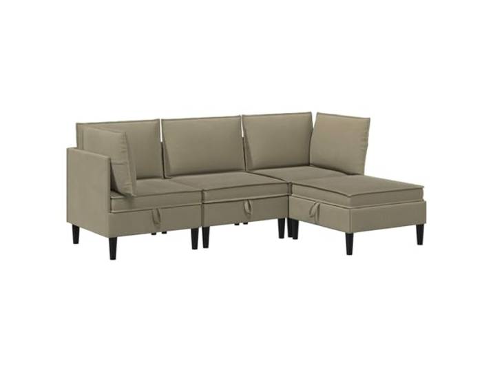 KUTYWEXFM 4-Teilige Sofa Couch Garnitur aus Stoff für Wohnzimmer Khaki Modulares Design aus 2 Ecksofas, 1 Mittelsofa und 1 Hocker mit dicken Kissen für Flexibilität im modernen Wohnzimmer.