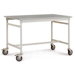 Manuflex BB4034.6011 Beistelltisch BASIS mobil 1250x600x850 mm,Platte Blechbelag RAL6011 resedagrün Resedagrün