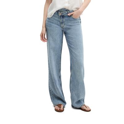 Kurzarmbluse MARC O'POLO "mit breiter Kellerfalten im Rücken", Damen, Gr. 44, weiß, Obermaterial: 100% Leinen, unifarben, regular fit normal, Blusen