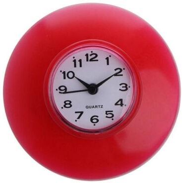 Discount Dollar Deals Personality Waterproof Bathroom Suction Cup Clock, Anti Fog Shower Wall Clock, Simple Design Mirror Sucker Clock Kitchen red