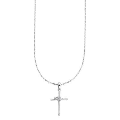 Kette mit Anhänger BRUNO BANANI "Schmuck Geschenk Silberkette mit Anhänger leicht gewölbtes Kreuz", silberfarben, kristallweiß, Halsketten, Damen, Silber 925 (Sterlingsilber), L: 45 B: 1,1mm, mit Zirkonia (synth.), B:1,1mm