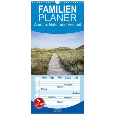 Familienplaner 2026 - Amrum: Natur und Freiheit mit 5 Spalten (Wandkalender, 21 x 45 cm) CALVENDO
