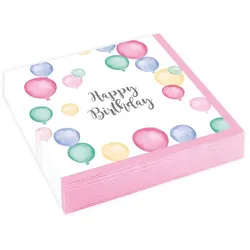 20 kleine Servietten Happy Birthday Pastell