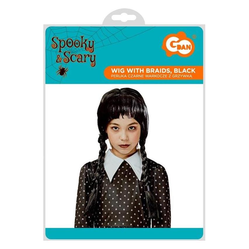 GoDan Schwarze Zöpfe-Perücke mit Pony (54622275)