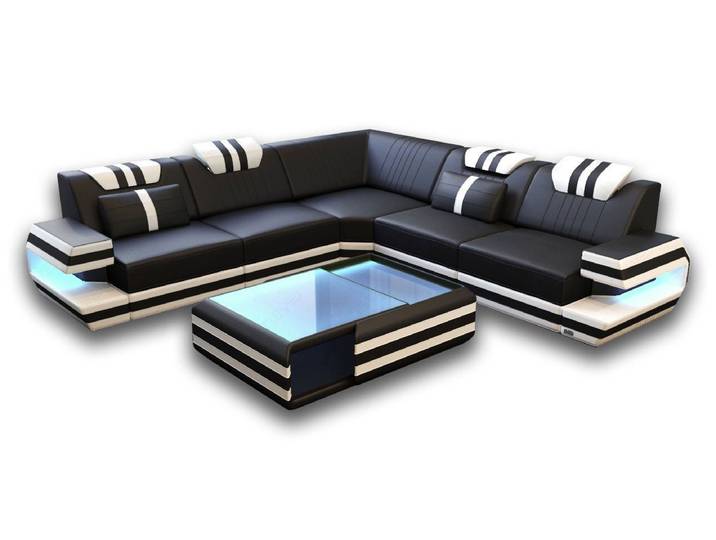 Sofa Dreams Ecksofa Ragusa L Form Leder, Couch, mit LED, Designersofa