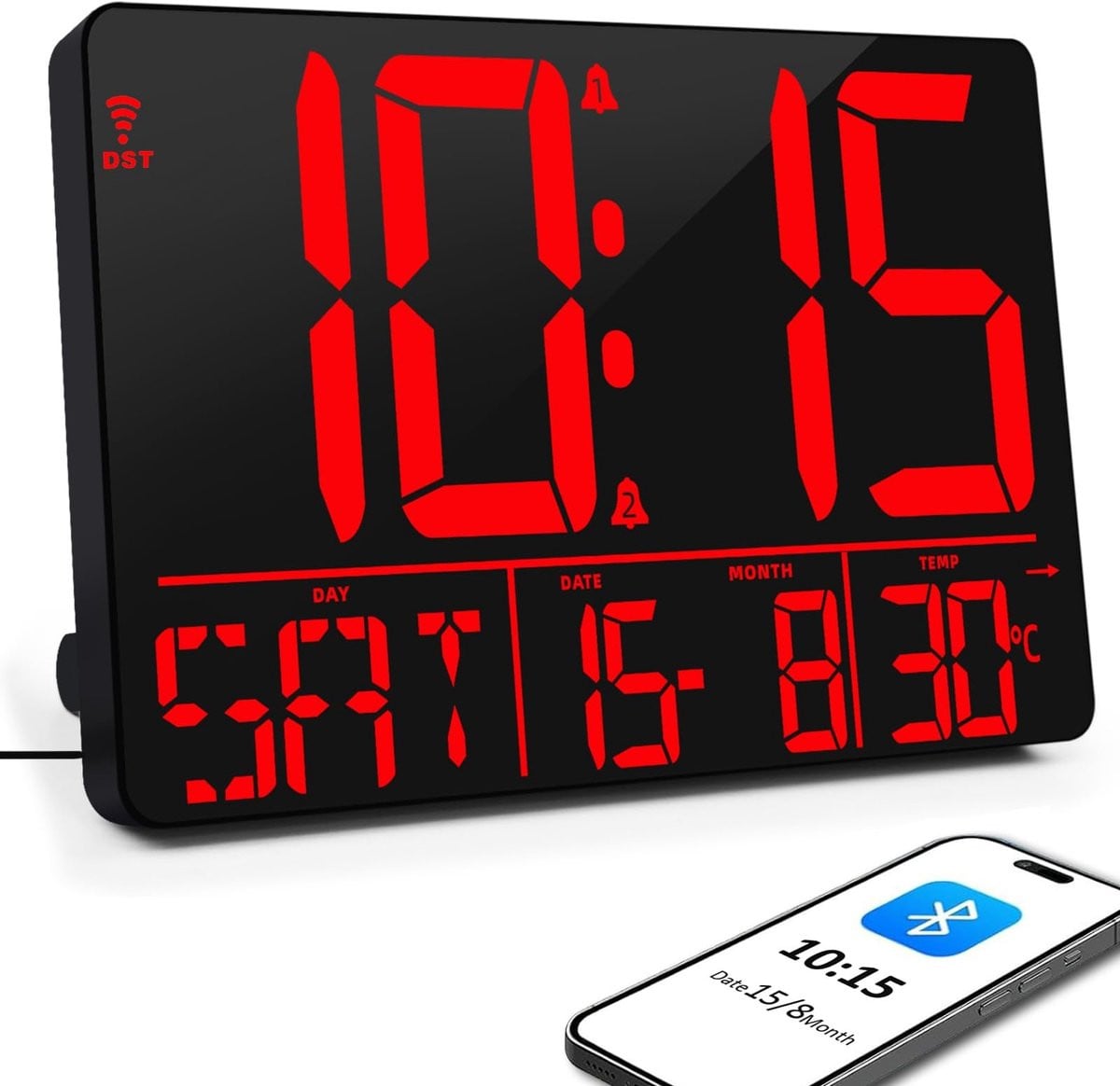 Omgoods Digitale Wandklok met LED Scherm en Automatische Tijdsynchronisatie