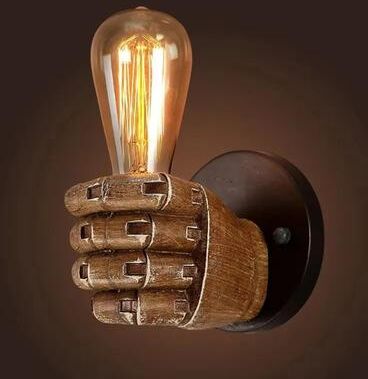 Uplifted Goods Artistic Resin Fist Wall Sconce With Nordic Vintage Flair left Hand without Bulb
