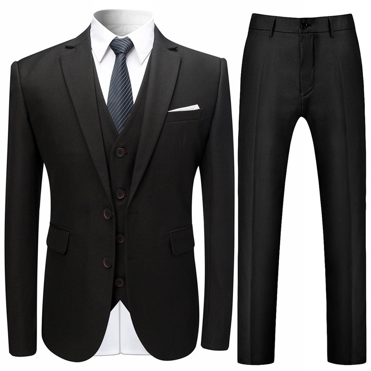 Schwarzer formeller 3-teiliger Anzug in Slim Fit