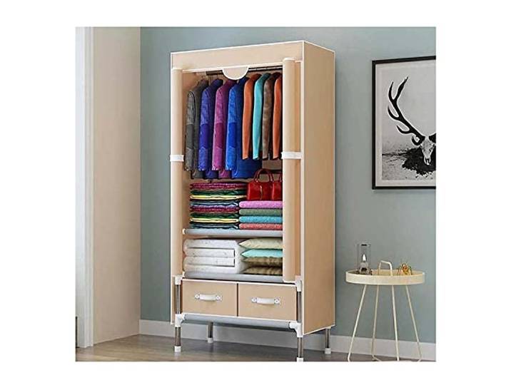 SDGBCXD Tragbarer Kleiderschrank, 67 Zoll DIY Schrank-Organizer mit 2 Schubladen ? Schrank aus
