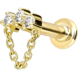 14 Karat Gold Labret mit Innengewinde MOISSANIT-BOGEN + KETTE