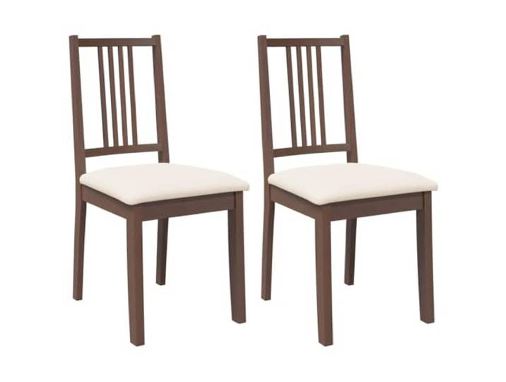 KLGBNCVE Esszimmerstühle mit Kissen 2 STK. Braun Massivholz Gummibaum Ergonomisches Design, dichte Maserung, stoßfest, langlebig, maximale Entspannung, vielseitig einsetzbar