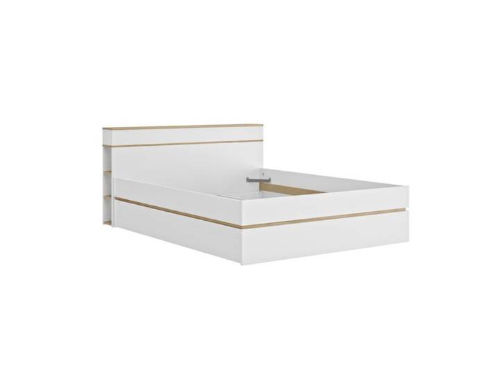Lit cosy blanc effet bois avec rangement intégré 140cm x 200cm