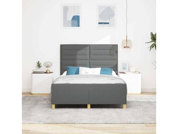 KTHLBRH Bettgestell dunkelgrau 140 x 190 cm Stoff Einfaches Design, robuste Konstruktion, kein Netz, moderner Rahmen für Zimmer