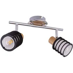 Decken Spot Leiste Lampe Ess Zimmer Chrom Glas Leuchte Holz Strahler verstellbar im Set inkl. LED Leuchtmittel