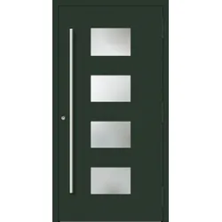 Aluminium Haustür "WILHELMINE" 90 mm RC2 Tannengrün matt RAL 6009 beidseitig außen öffnend DIN rechts