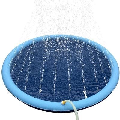 Uplifted Finds Summer Pet Sprinkler Pad   Inflatable Water Swimming Pool Cooling Mat   Outdoor Interactive Fountain Toy For Dogs blue 150 X 150 Cm