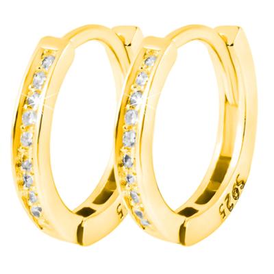 Klappcreolen ADELIA´S "Ohrringe – Klappcreole aus 925 Silber mit Zirkonia", Damen, Gr. Damen, Silber 925 (Sterlingsilber), gold, Ohrringe Klappcreolen, Perfekt als Geschenk zum Muttertag